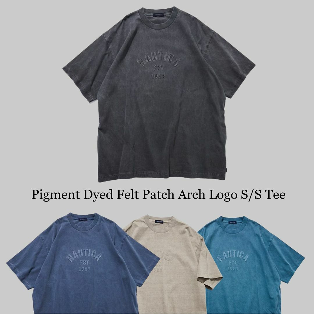 2024SS NAUTICA PIGMENT DYED FELT PATCH ARCH LOGO 貼布 刺繡 字體 水洗 短T 現貨