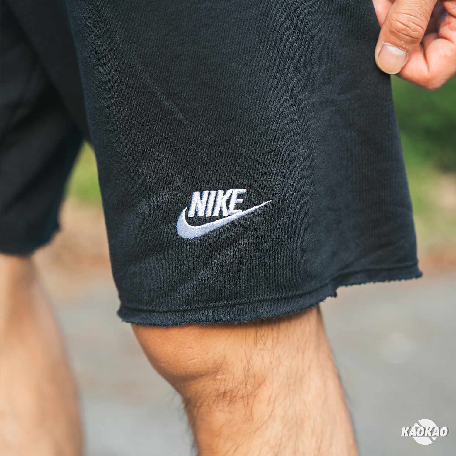 Nike NSW 黑 抽繩 刺繡 Logo 不修邊 棉短褲【DX0767】