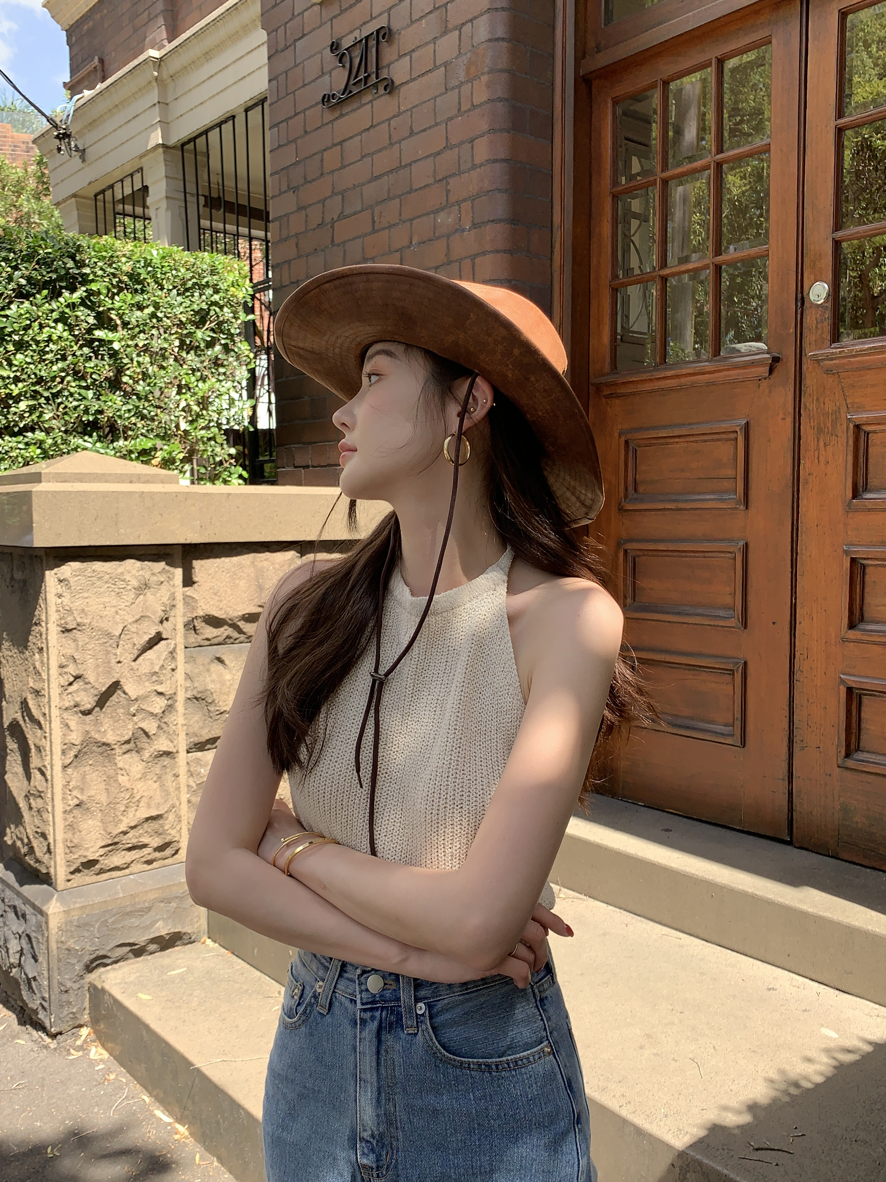 正韓性感繞脖綁帶大露背上衣