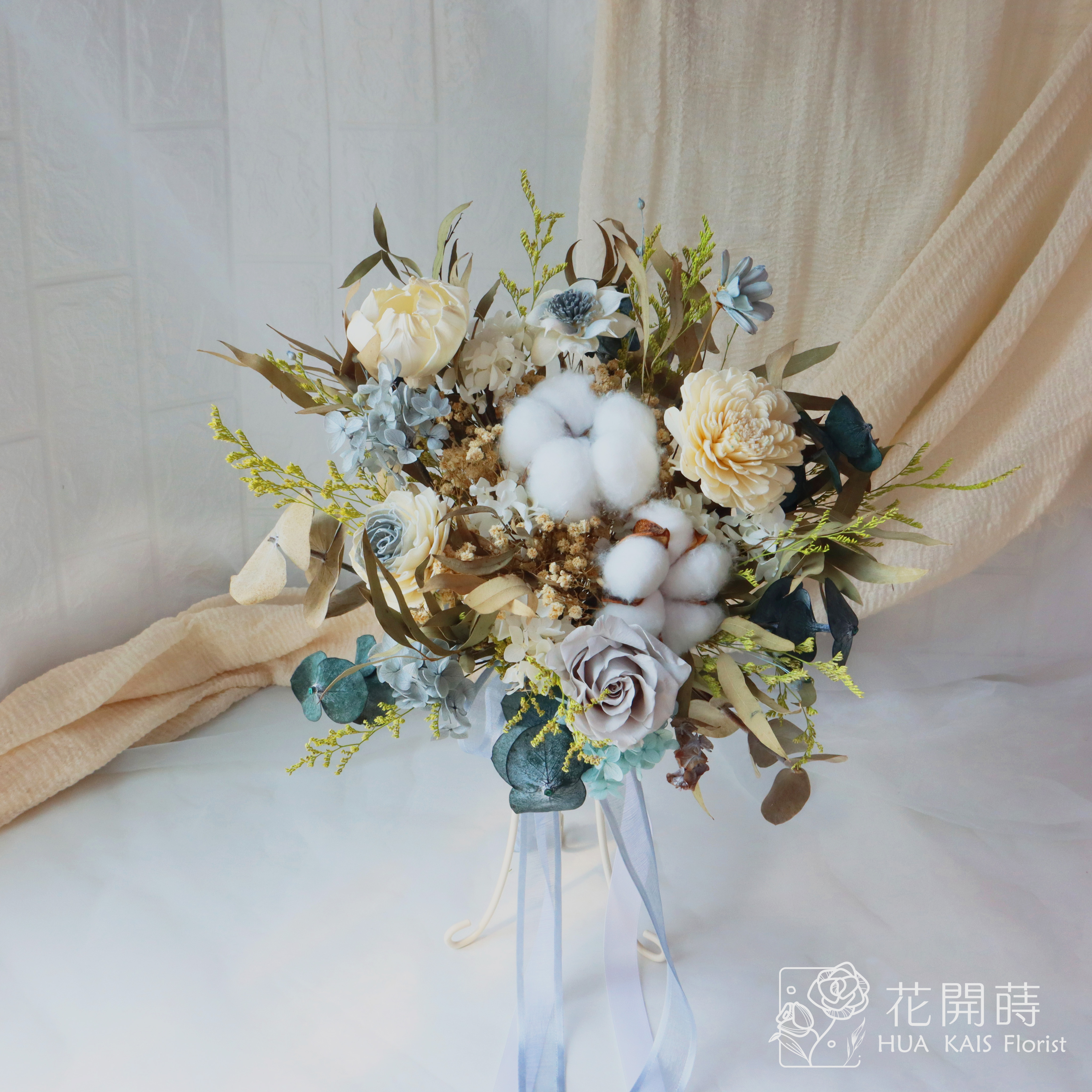 新娘捧花|霧灰藍永生捧花|永生花捧花|外拍捧花|韓式捧花|乾燥捧花|韓系捧花|灰色捧花|永生捧花|灰藍捧花