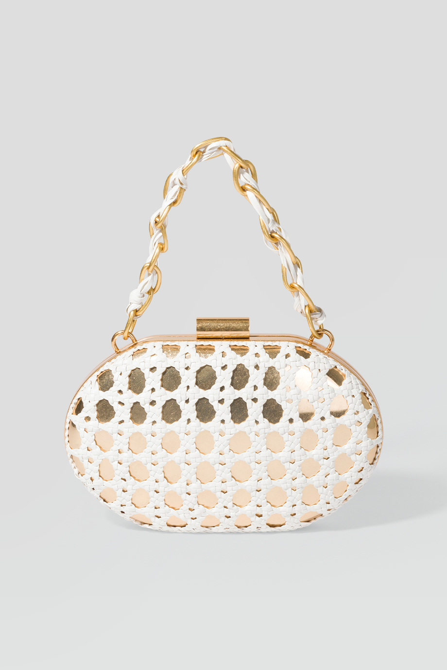 SIMKHAI｜SOL 編織皮革金屬橢圓手拿包