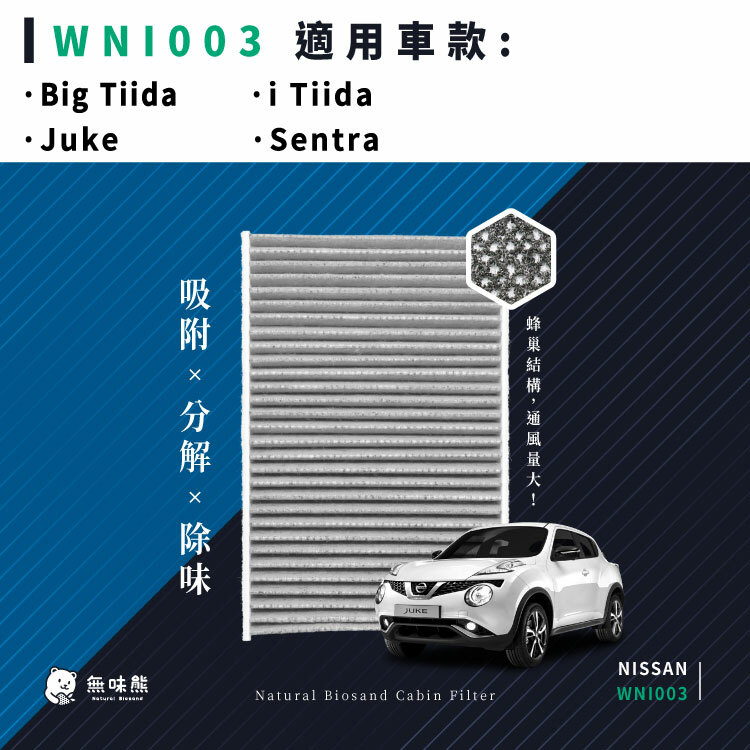無味熊｜汽車冷氣濾網- 日產- Big Tiida、i Tiida、Juke、Super Sentra