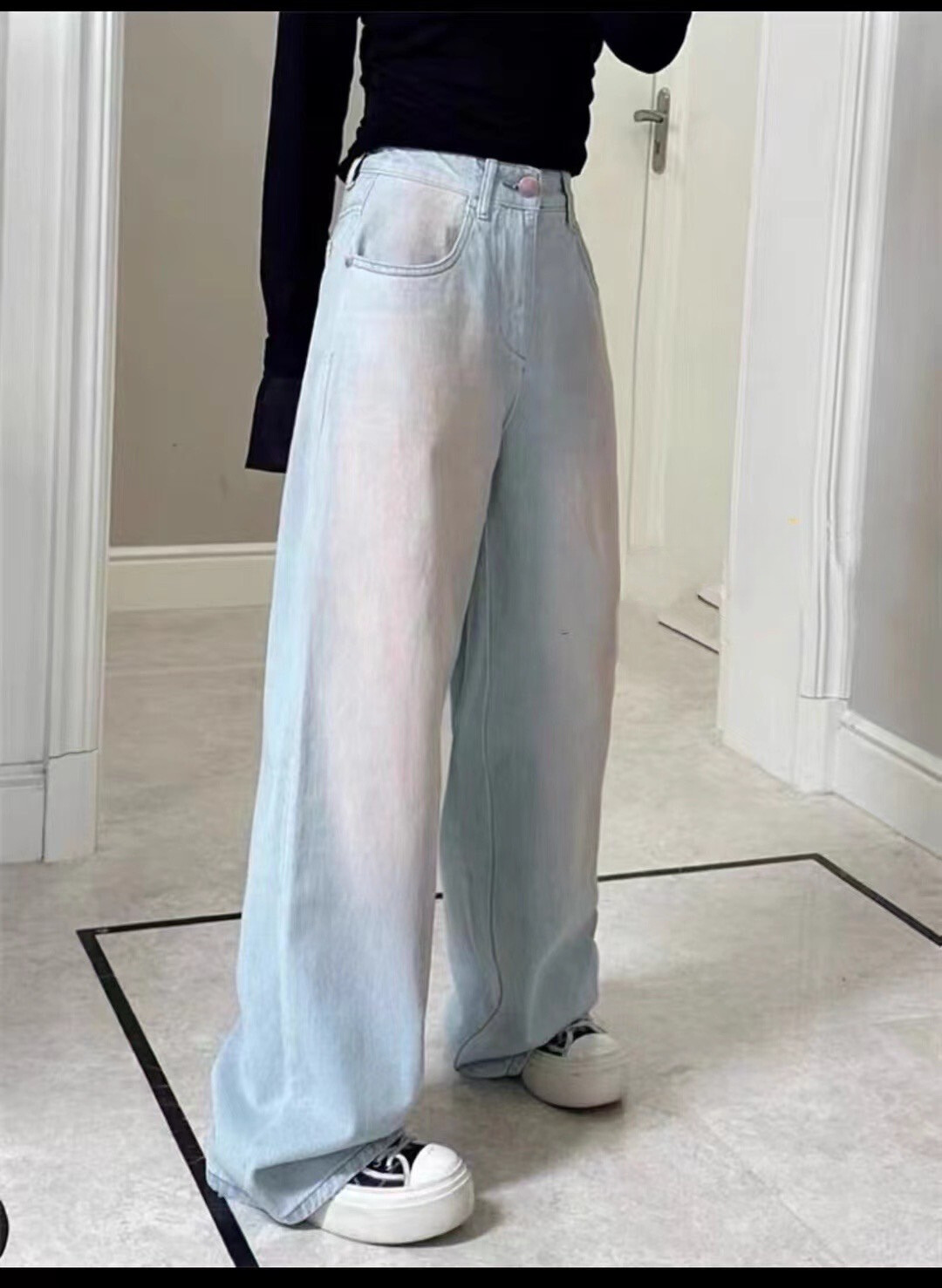刷色牛仔長褲