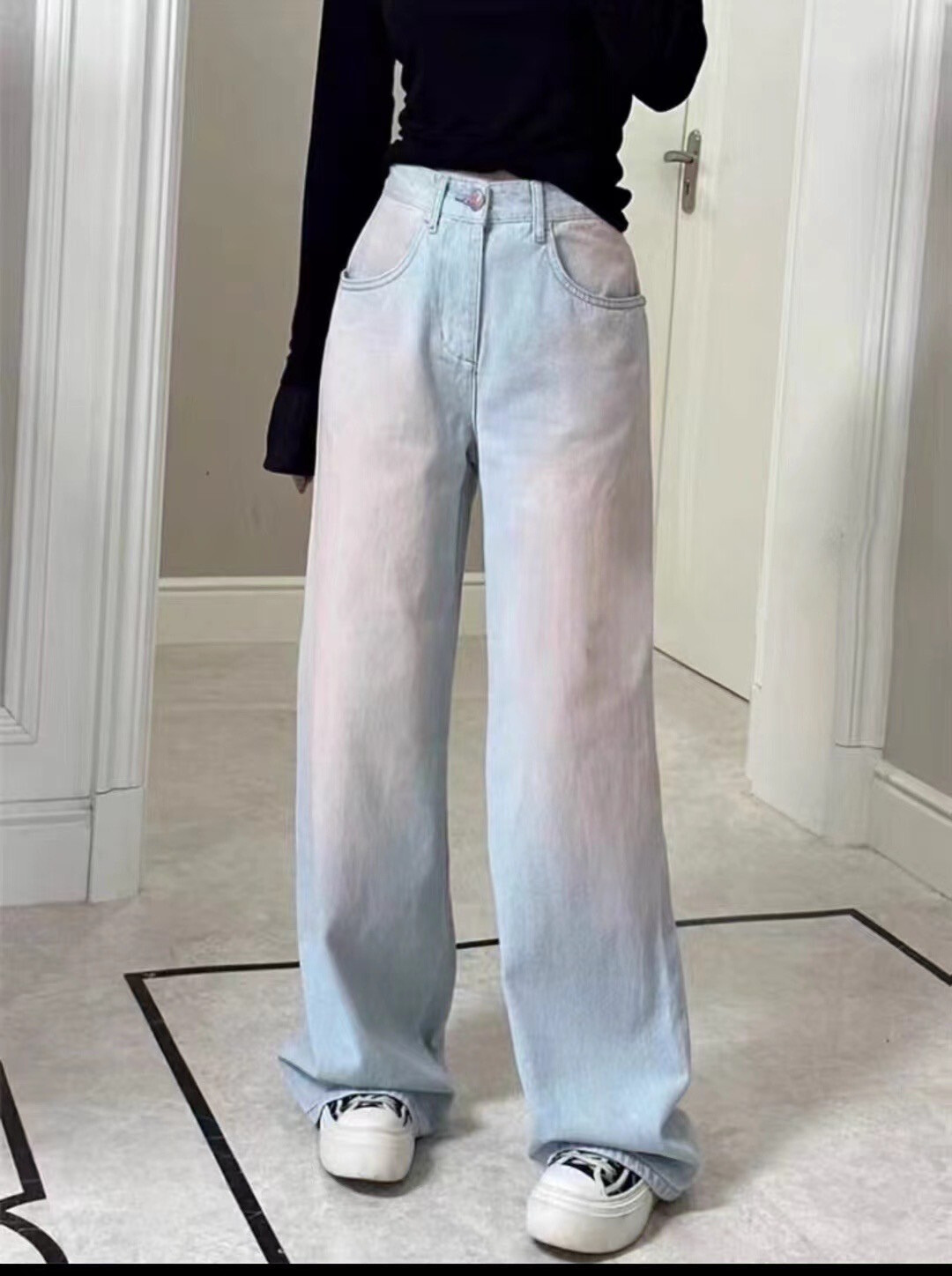 刷色牛仔長褲