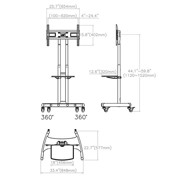 【到府安裝可詢價】NB AVA1500-60-1P 適用32-75吋 可移動式液晶電視立架 螢幕立架 落地架 電視推車