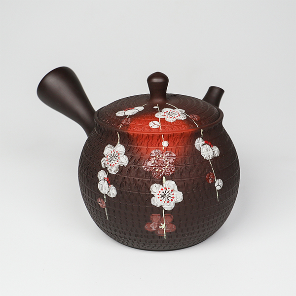 【玉光】茶窯變枝垂梅 橫手急須0.19L