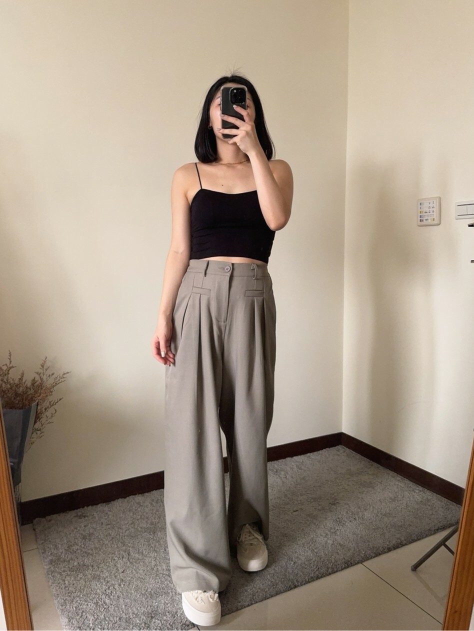 後鬆緊不易皺超顯瘦西裝寬褲（現貨）