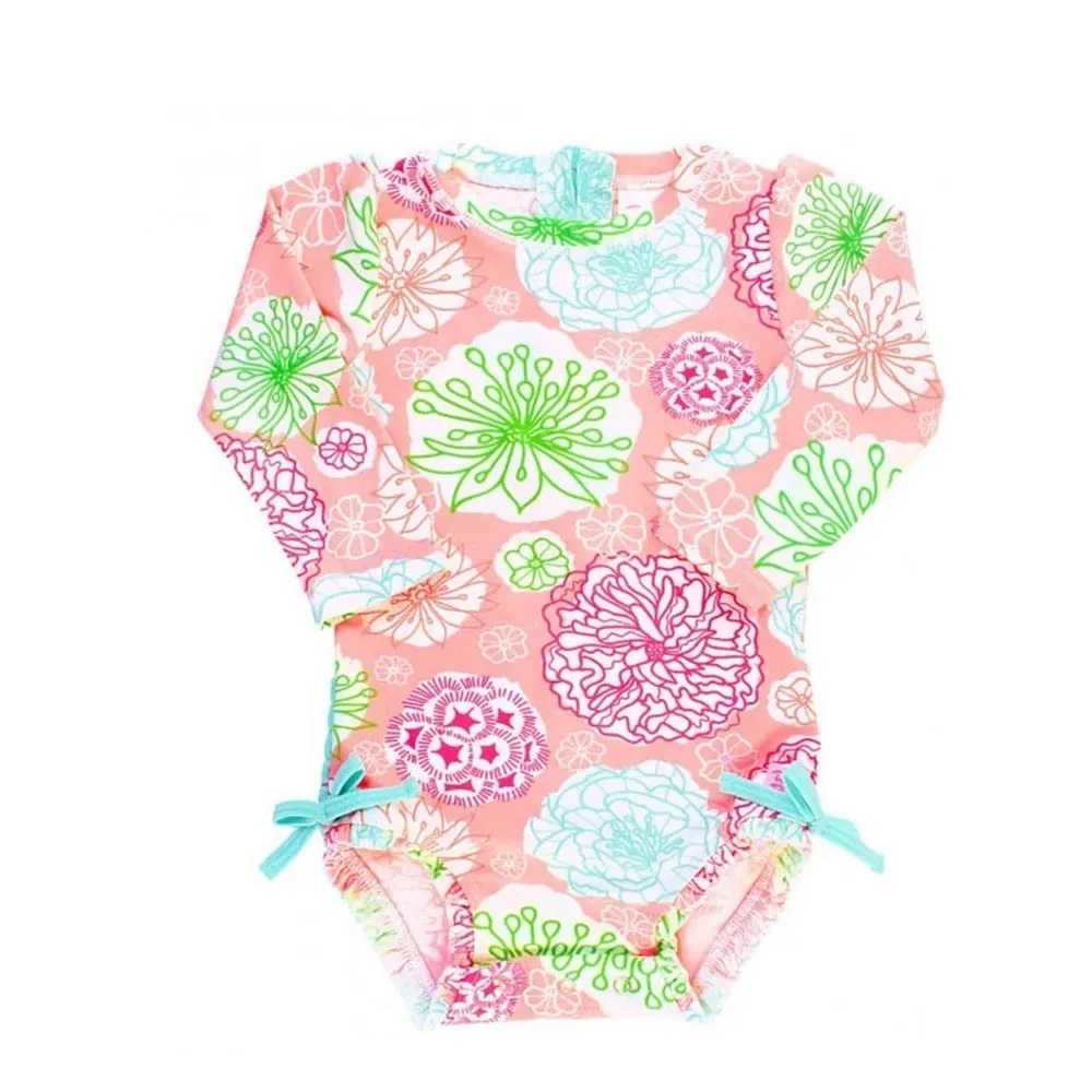 美國Ruffle Butts-熱帶花園/海邊植物/玫瑰 一件式長袖泳裝