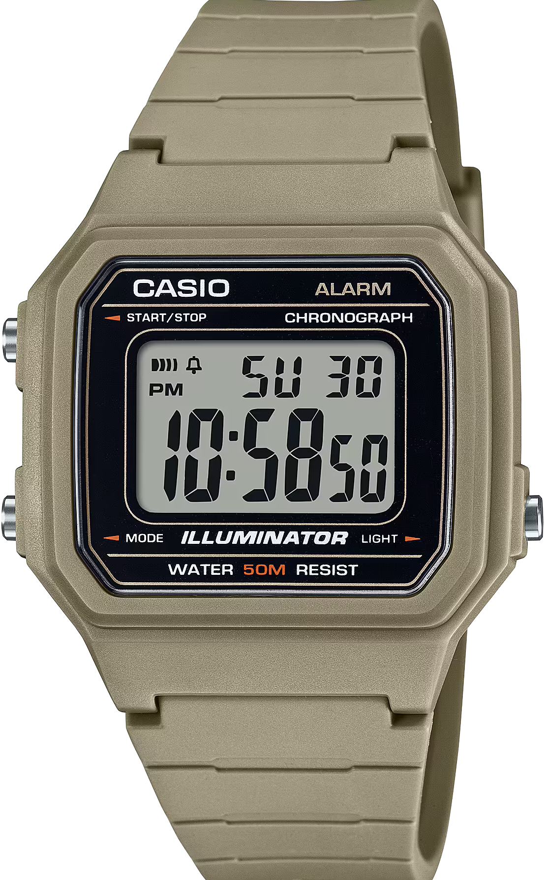 萬年鐘錶 - CASIO 卡西歐方形大地配色電子錶  W-217H-5AV  錶徑 : 41.2 MM