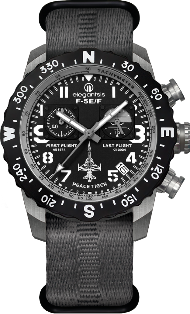 萬年鐘錶 - elegantsis 愛樂時  中華民國空軍F-5E服役五十週年紀念男錶  ELJO43QS-F-5E-VB01LC  錶徑 : 43MM