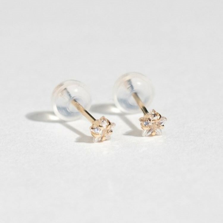 【me.luxe】K10鋯石星耳環-4mm