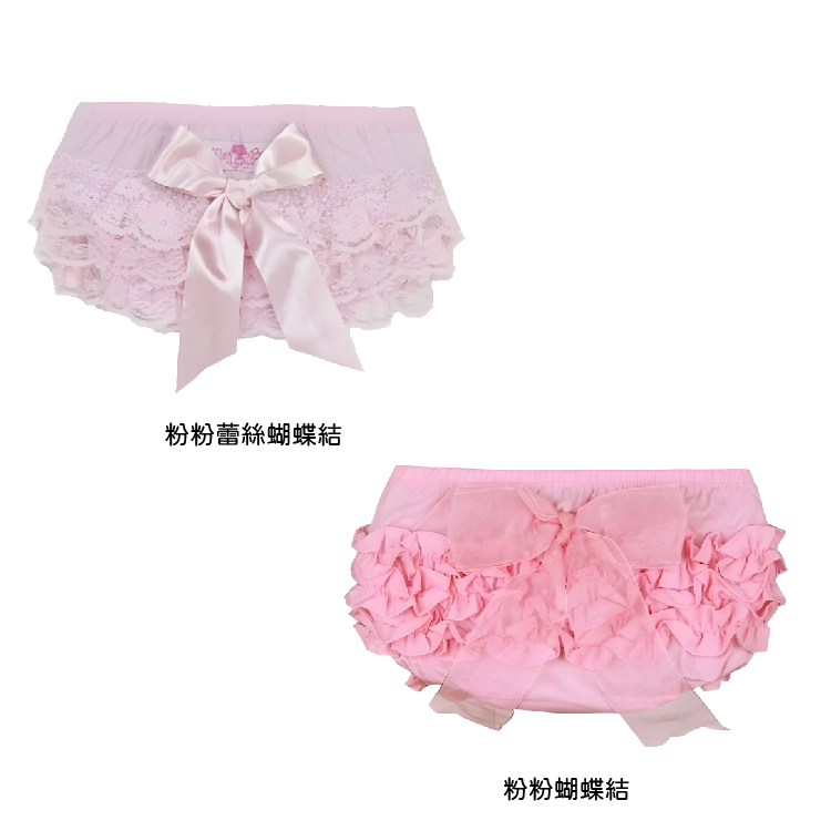 美國 RuffleButts 俏麗荷葉包屁褲- 粉粉蕾絲蝴蝶結/粉粉蝴蝶結