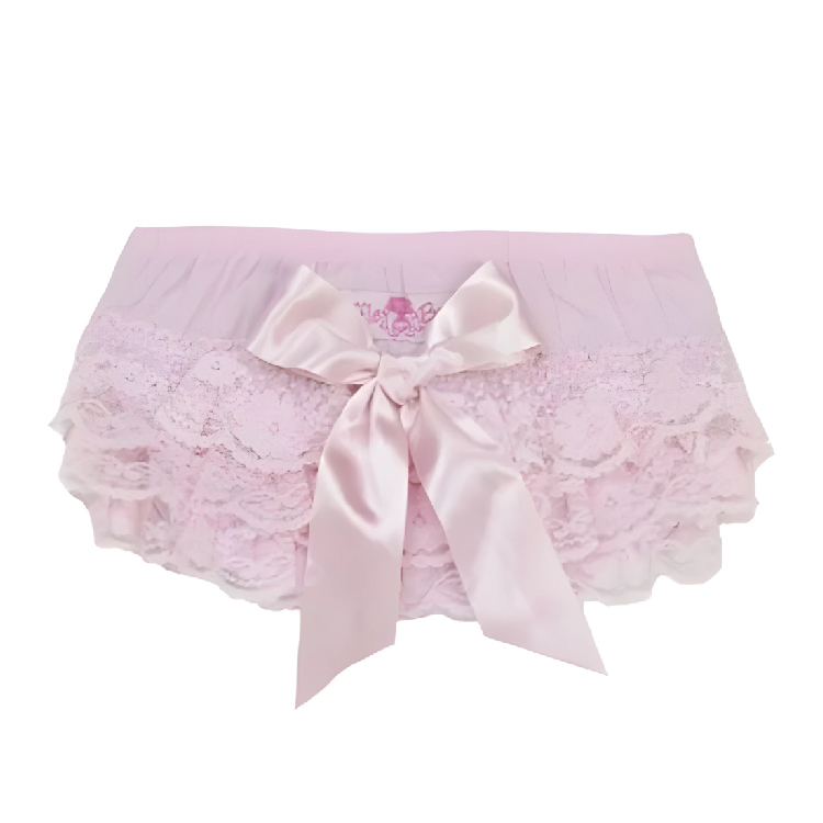 美國 RuffleButts 俏麗荷葉包屁褲- 粉粉蕾絲蝴蝶結/粉粉蝴蝶結