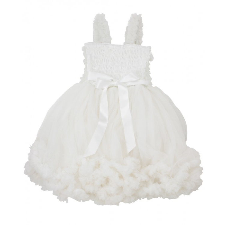 美國 RuffleButts 小公主洋裝-白色12-24M