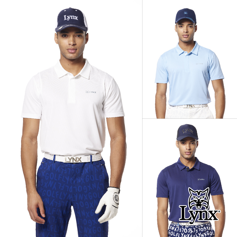 【Lynx Golf】合身版吸排透氣異材質剪裁貼膜POLO衫/高爾夫球衫