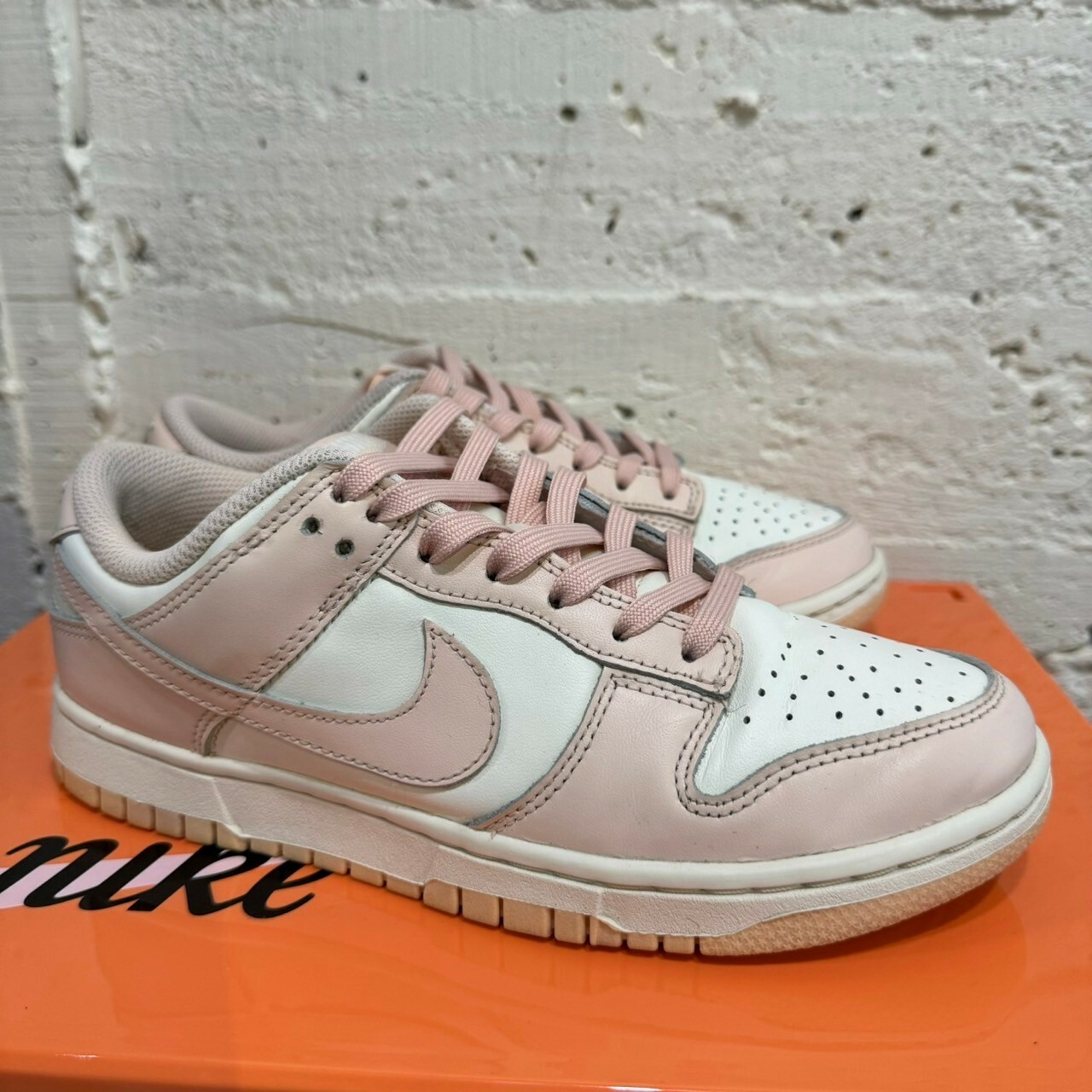 【二手 US7/24CM】 NIKE DUNK LOW Orange Pearl 珍珠粉 櫻花粉 白粉 休閒鞋【DD1503-102】