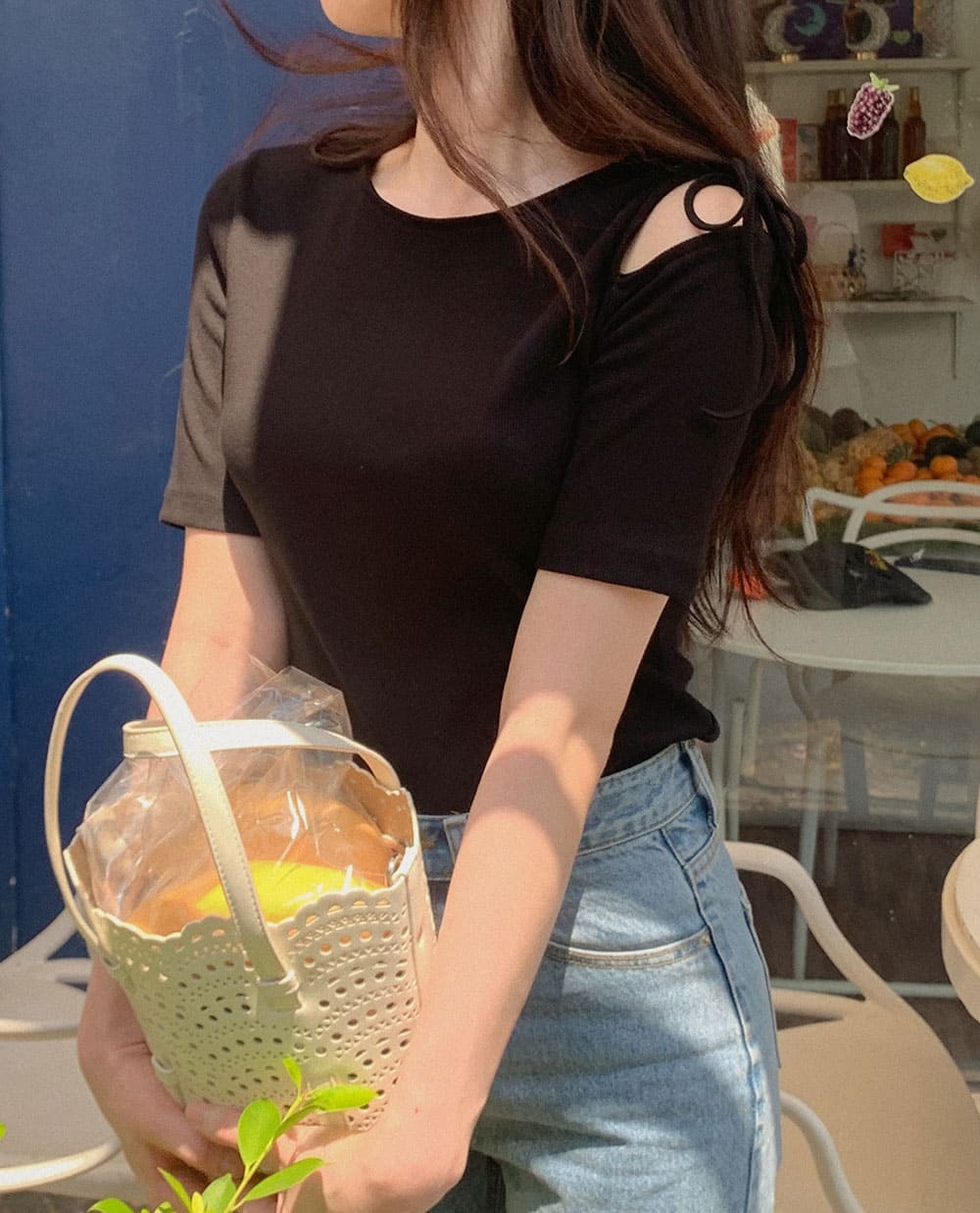 韓國Cherrykoko授權 仙女單肩挖空綁繩修身上衣【MADE, CRKO】系列