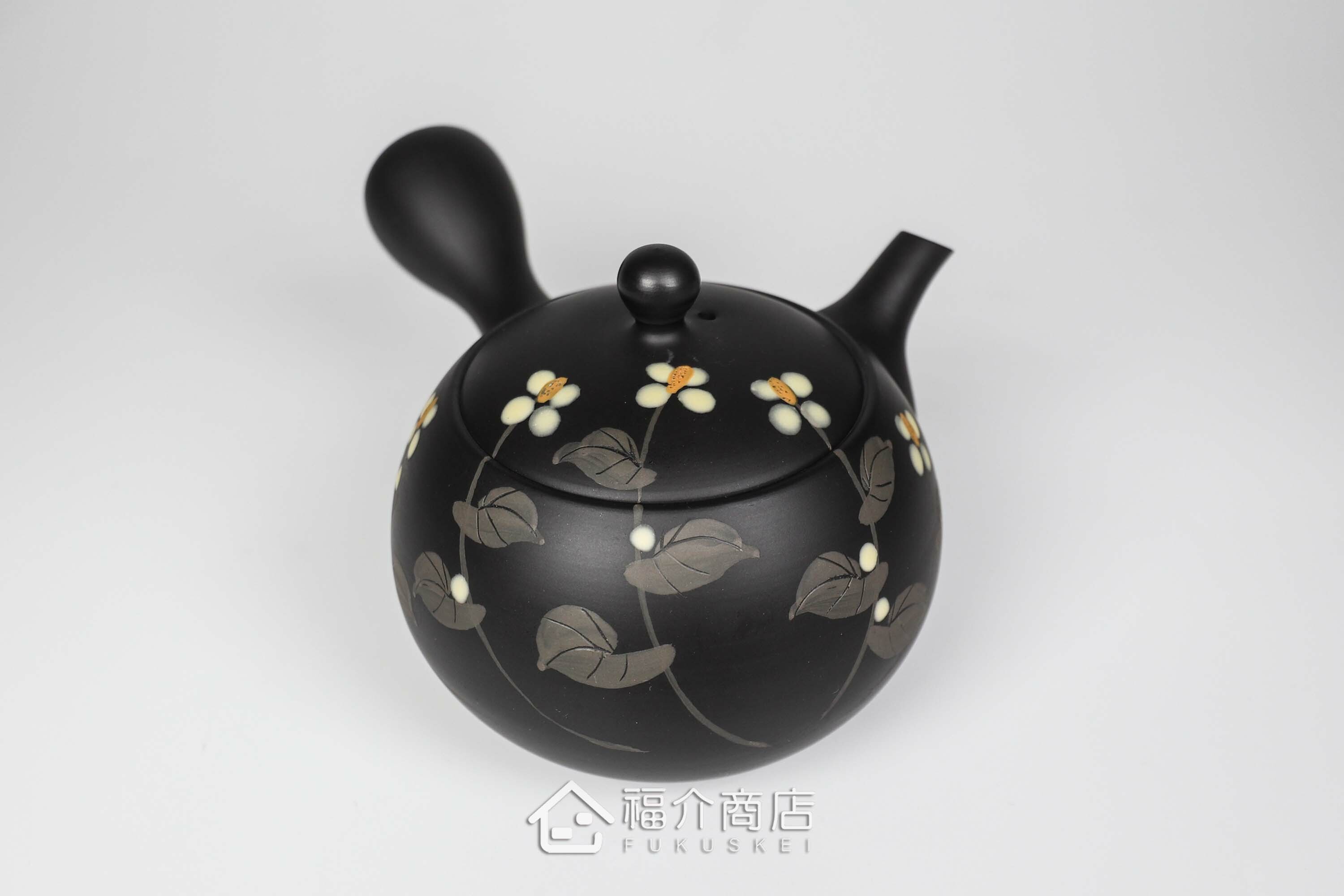 泡茶用的210ml魚腥草造型黑色陶壺