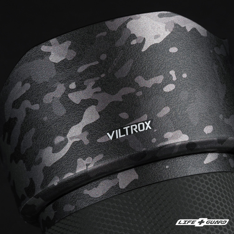 Viltrox AF 85mm F1.8 STM 貼膜質感特寫，LIFE+GUARD 設計風格