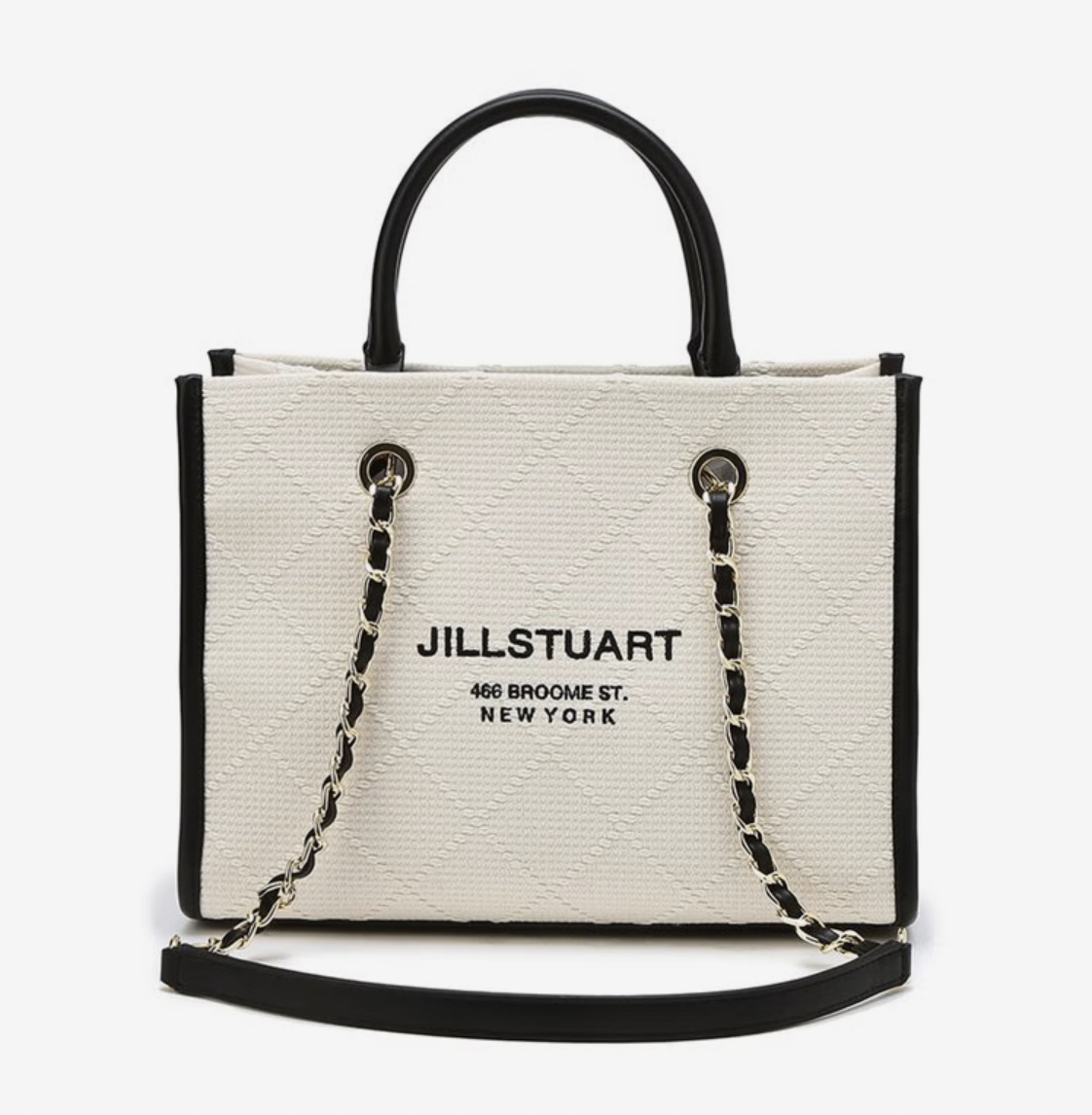 韓國Jillstuart Jacquard Ivory Black Combo Book Tote Bag