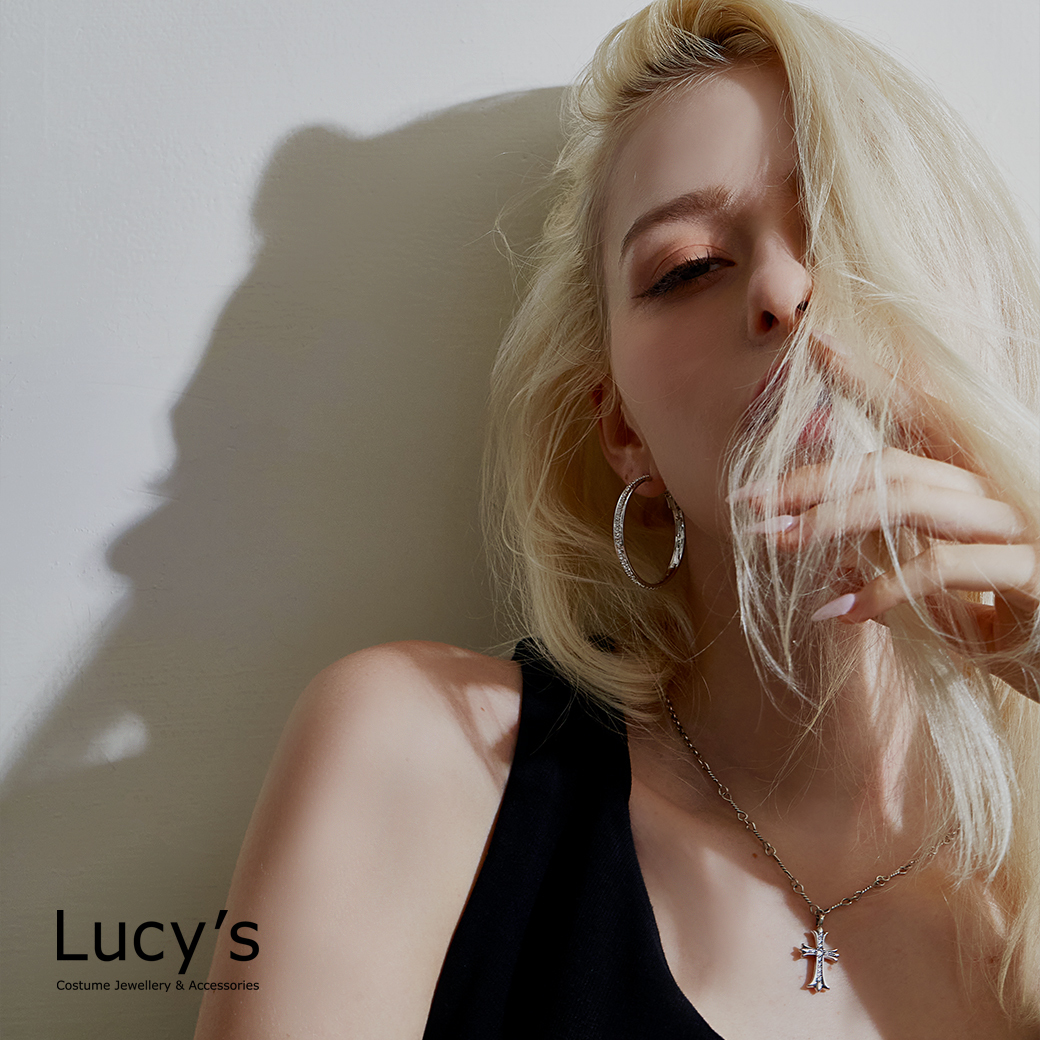 閃爍排鑽 圈型耳環 (三色) (113717/113718/113719)