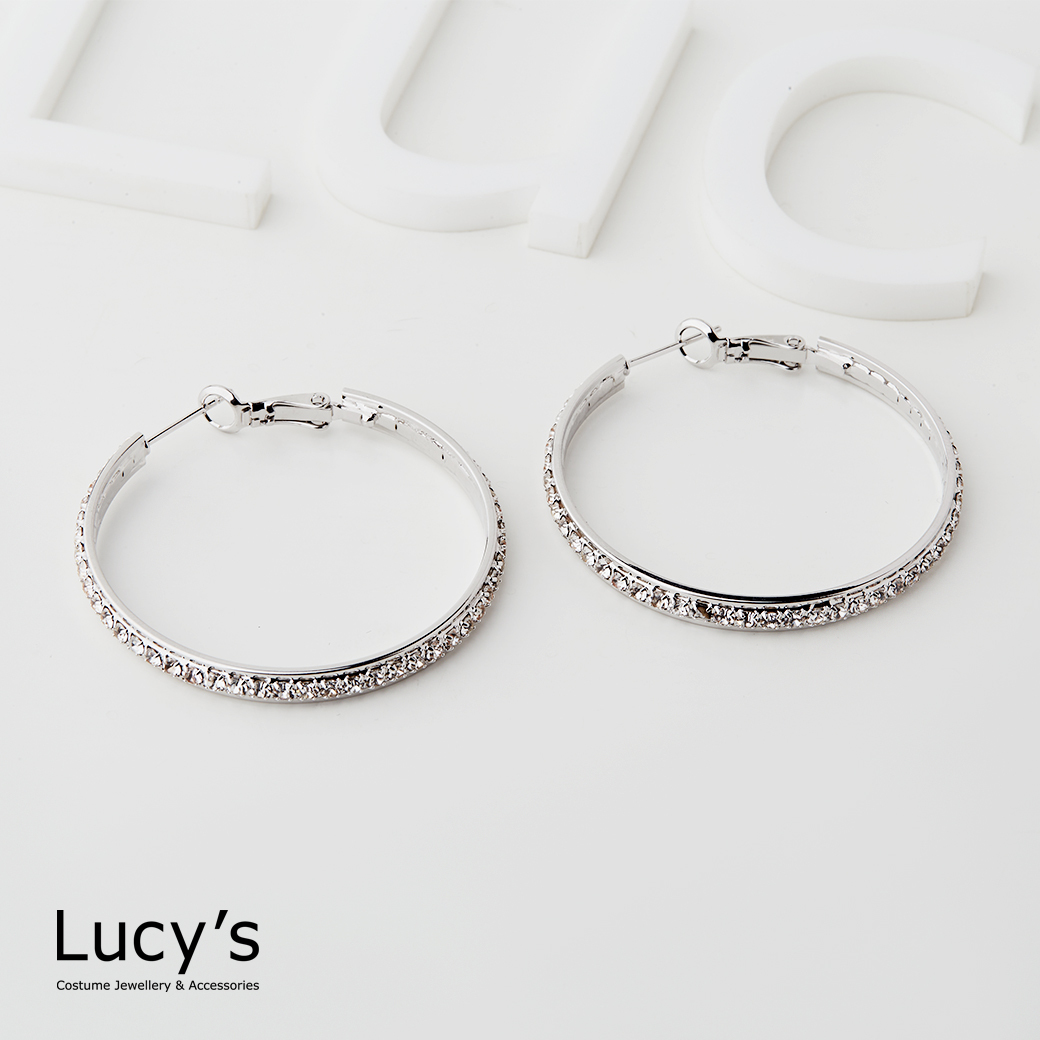 閃爍排鑽 圈型耳環 (三色) (113717/113718/113719)