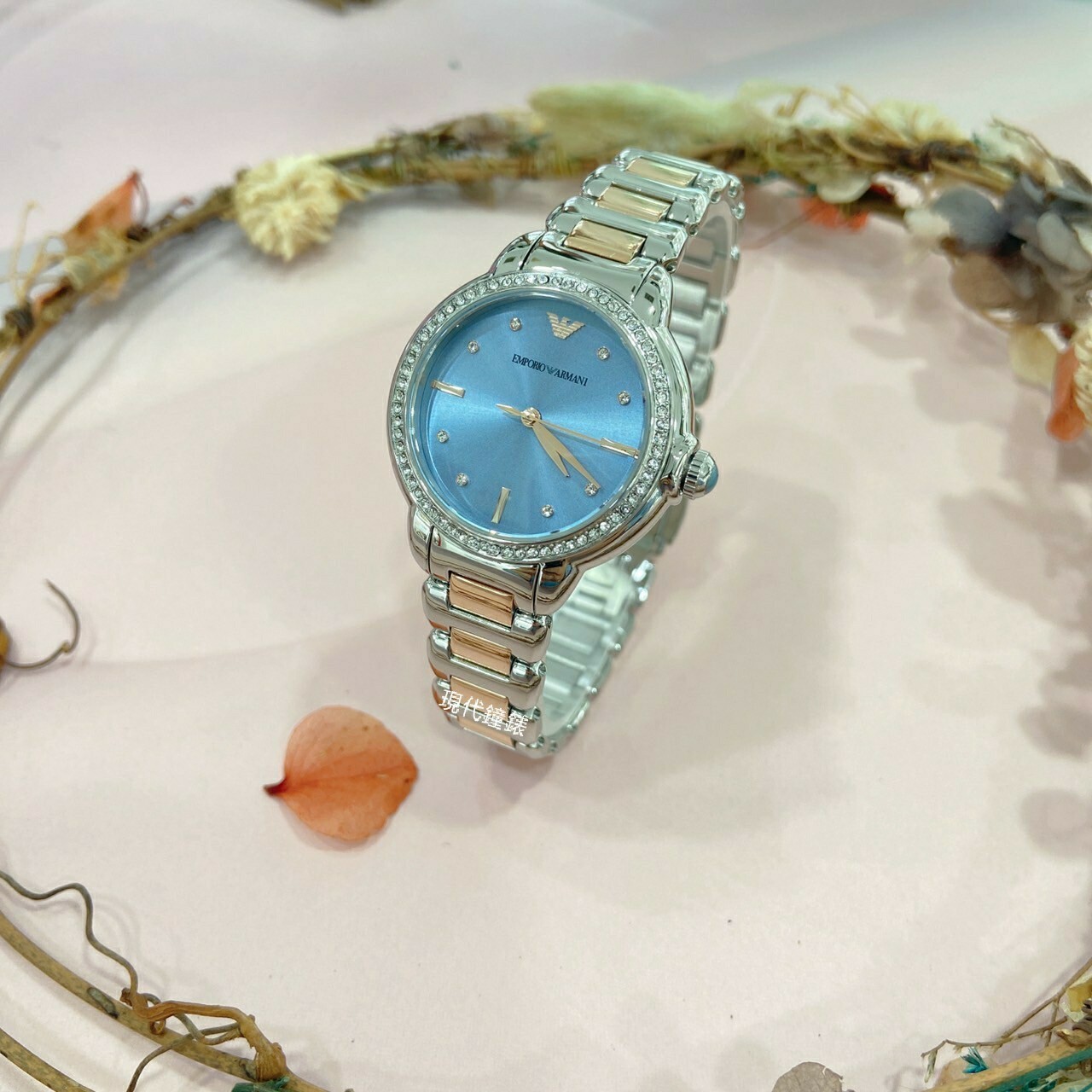 【EMPORIO ARMANI 亞曼尼】優雅莫蘭迪撞色女錶 AR11597 32mm 現代鐘錶