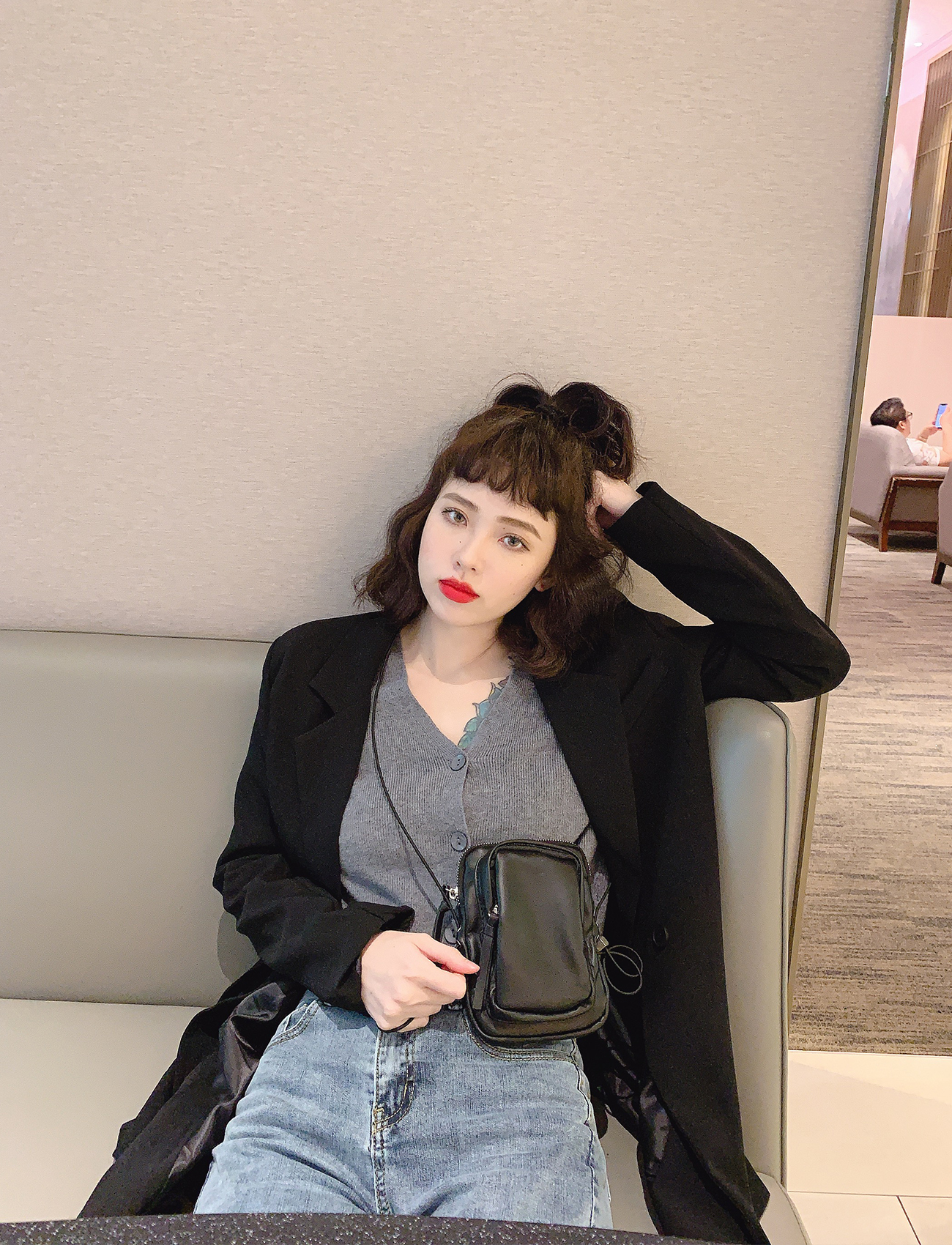 暖暖素面排釦毛衣