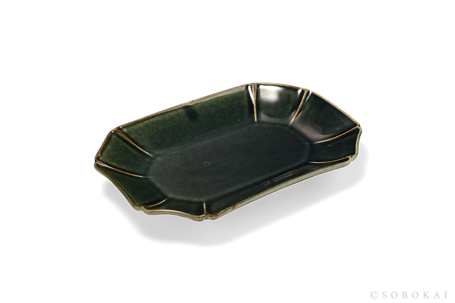 STUDIO M' SOBOKAI - Hitohana一花長角皿/藍綠