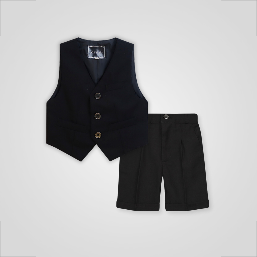 男童黑色西裝背心