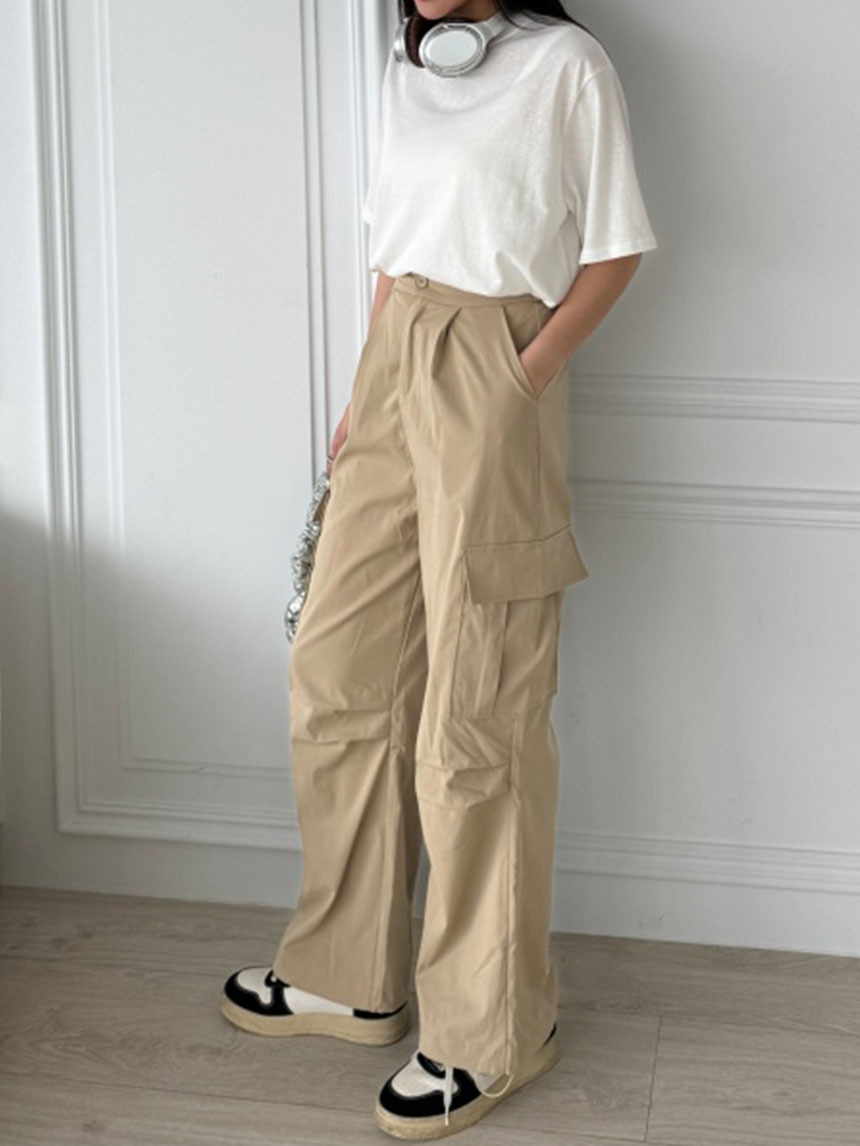 休閒寬版工裝褲*4色