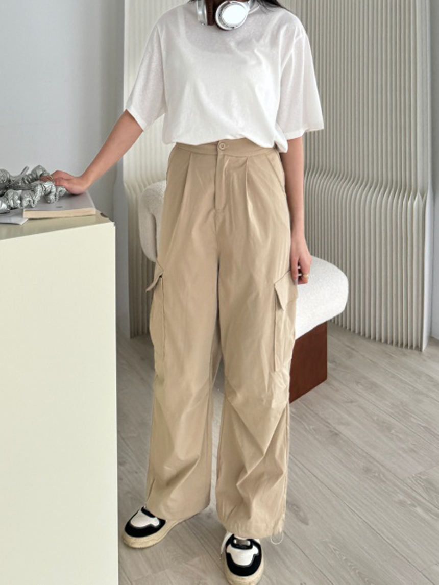 休閒寬版工裝褲*4色