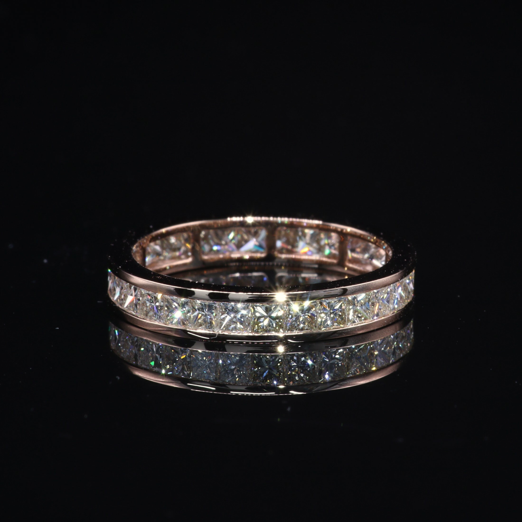 18K Rose Gold 1.57ct Princess Cut Diamond Eternity Ring