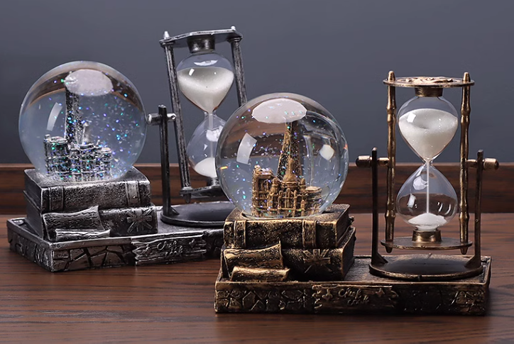 明班復古沙漏玻璃水晶球(發光款, 2kg)