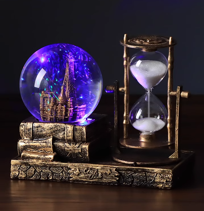 明班復古沙漏玻璃水晶球(發光款, 2kg)