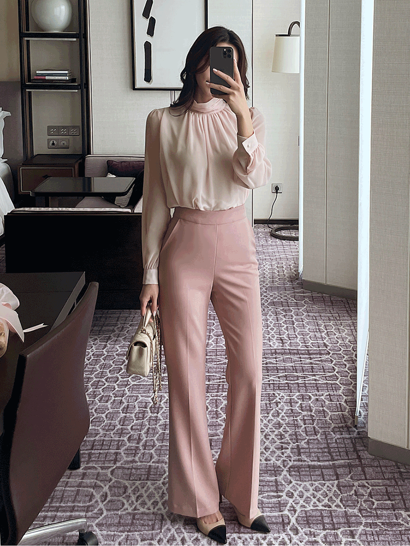 [福利品] Blanc 微喇叭西裝褲 [ 粉色 / S ]