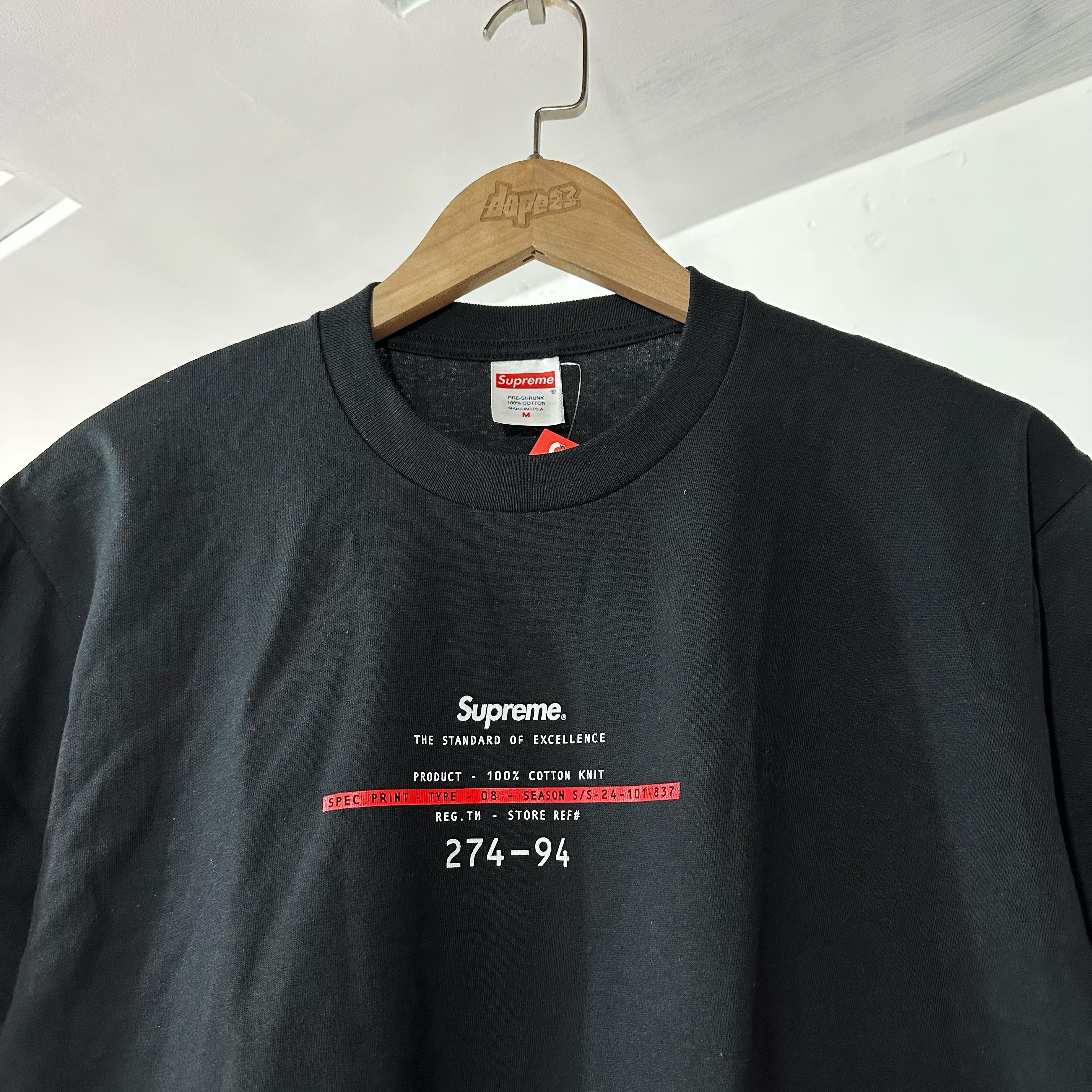 SUPREME SS24 STANDARD TEE BLACK