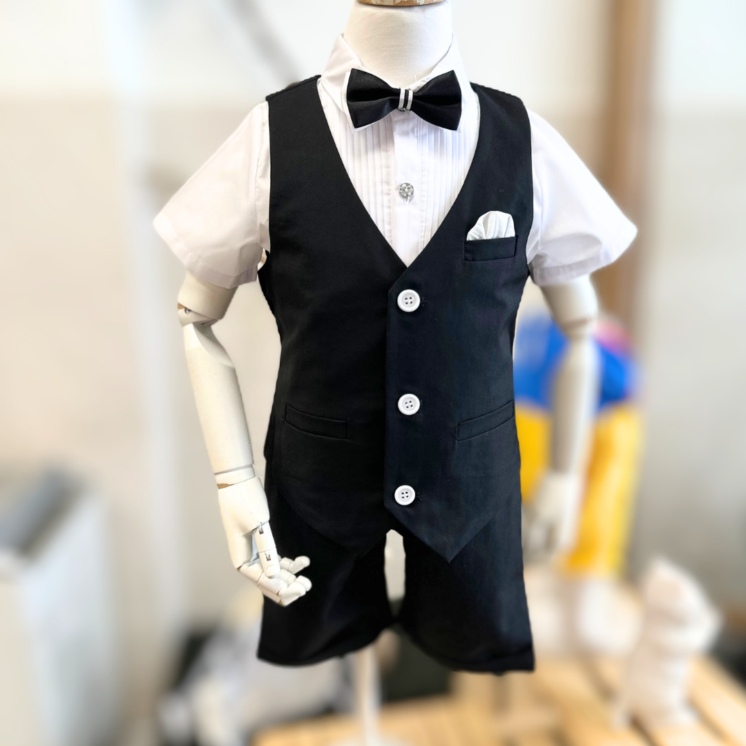 透氣棉麻白色短袖襯衫(90-150)