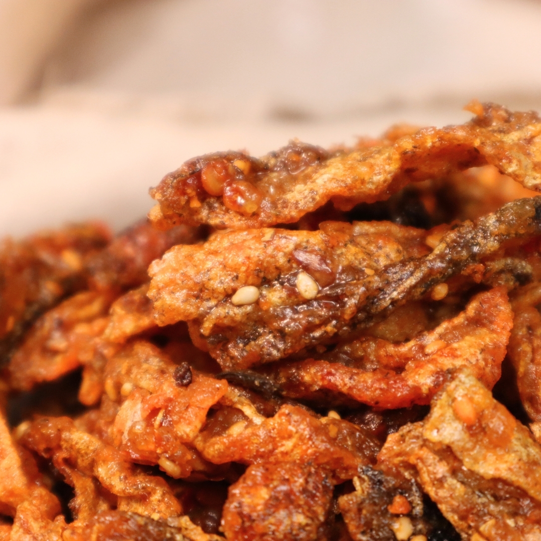 8折！爆辣甜脆鱈魚皮 80g