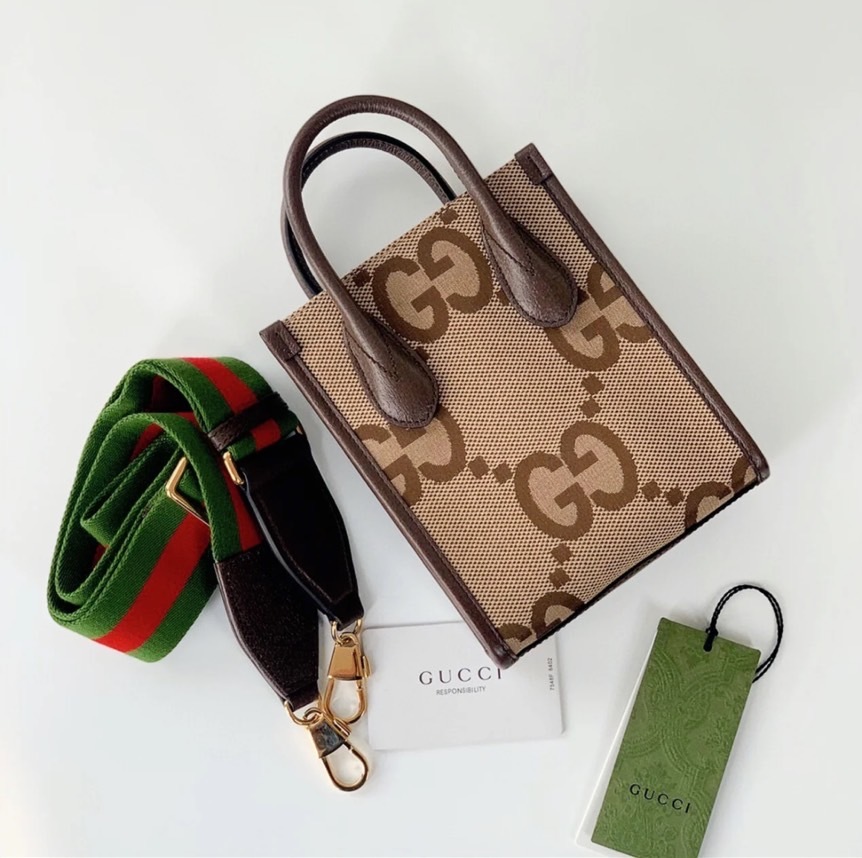 GUCCI  Jumbo 雙G 大LOGO 老花  mini tote