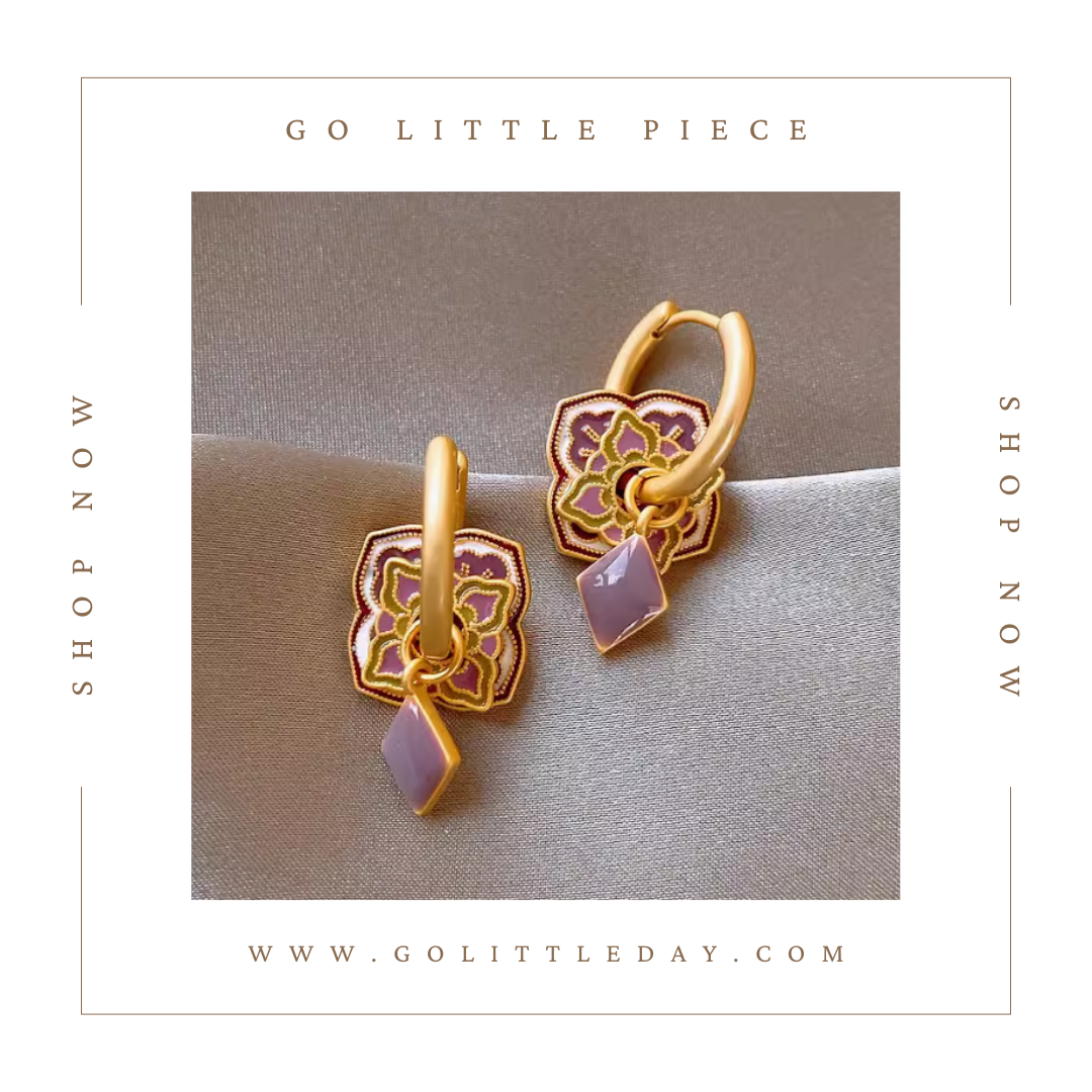 Go Little Piece 韓國 輕奢高級感設計 紫色耳環 (逢星期日截單後14-21個工作天發貨) - 127