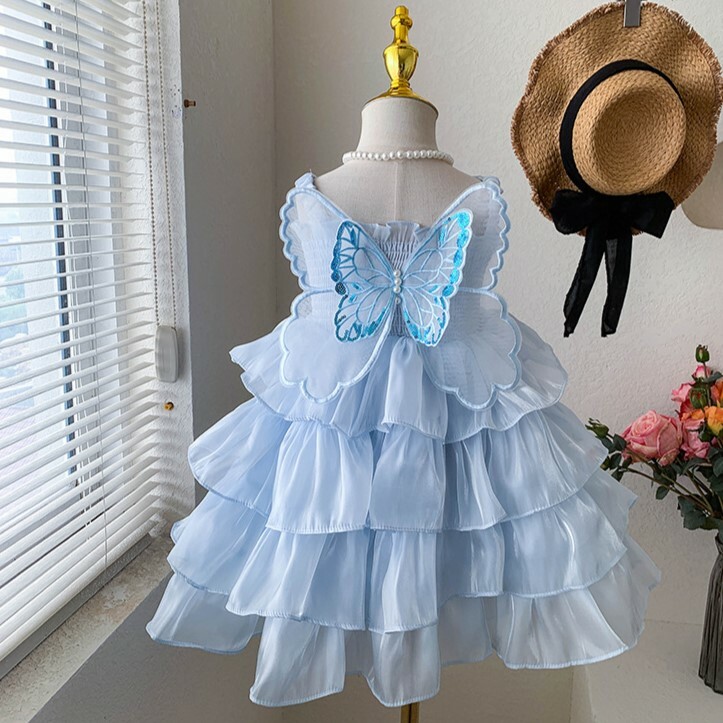 蝴蝶翅膀蛋糕裙洋裝 3色 90-140cm # 2336