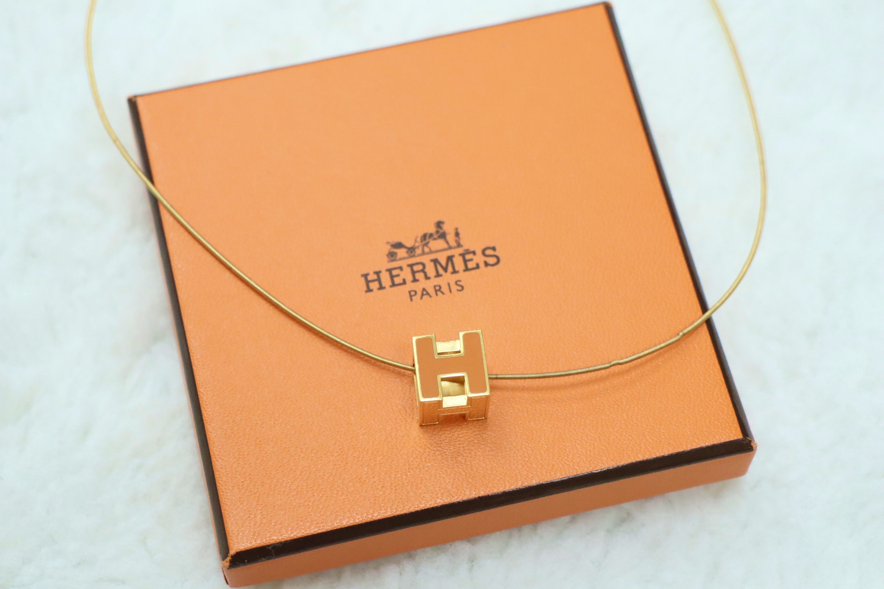 Hermes方型橙金頸鏈🧡