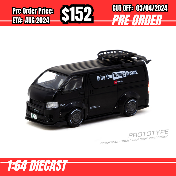 RS-$152 * Tarmac * 1:64 Toyota Hiace Widebody TOYOTA - With roof rack [OD27/03]