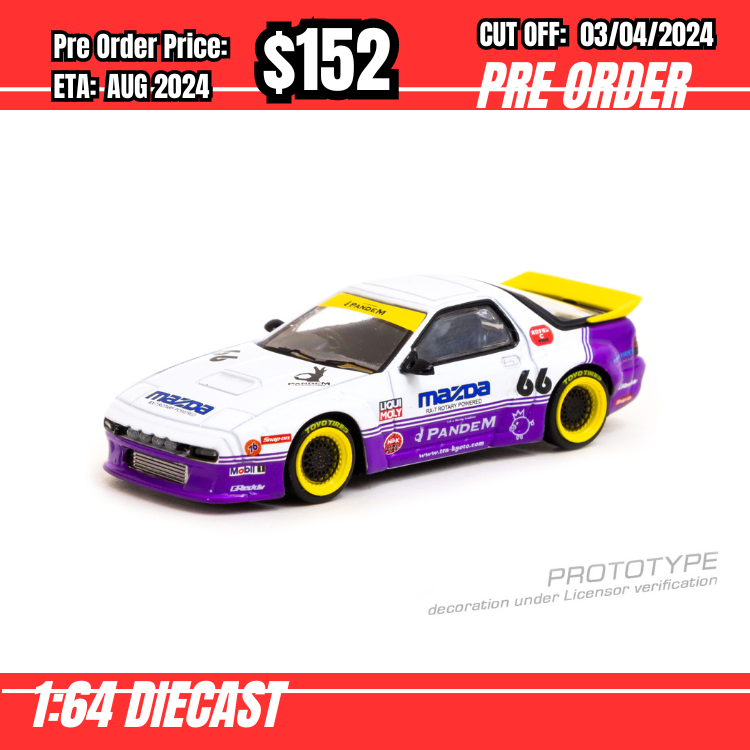 RS-$152 * Tarmac * 1:64 Pandem Mazda RX-7 FC3S White / purple [OD27/03]