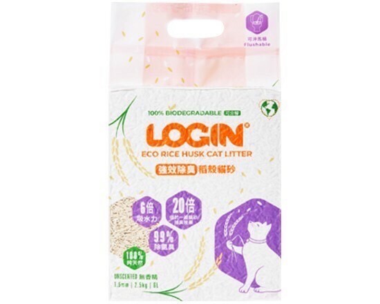 (6包免運)-洛格LOGIN貓砂強效除臭稻殼貓砂1.5mm 2.5KG
