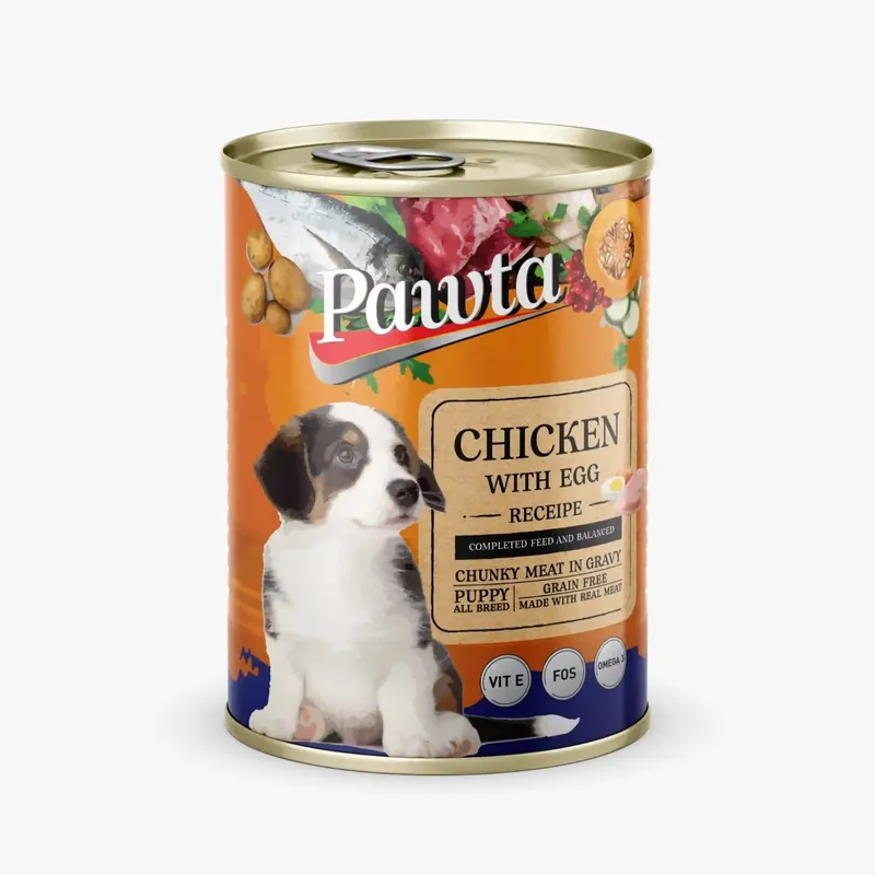 Pawta 主食罐裝狗濕糧 (幼犬) 雞肉+雞蛋 400g [原箱24罐]