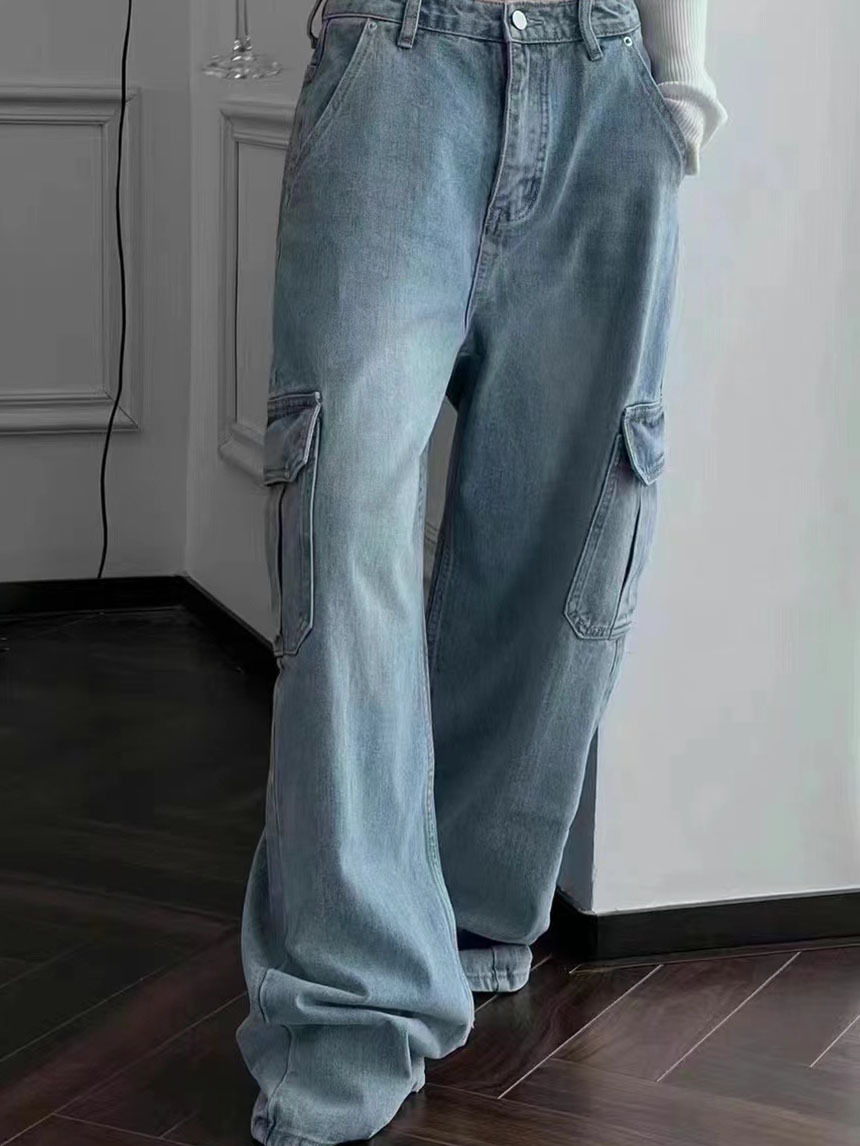 工裝牛仔直筒褲