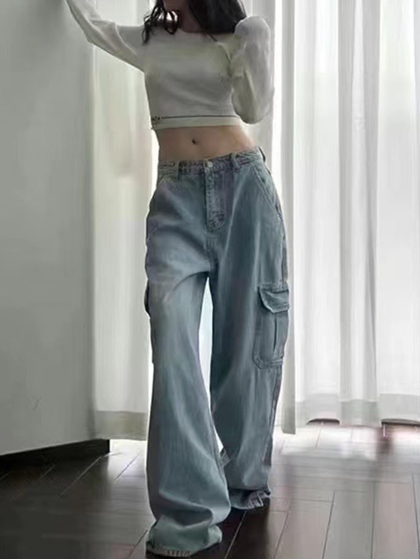 工裝牛仔直筒褲