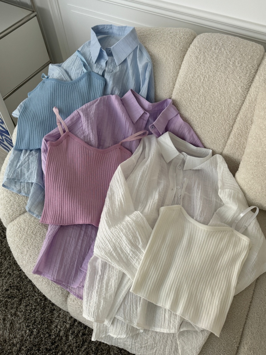 二件式麻料背心襯衫*3色